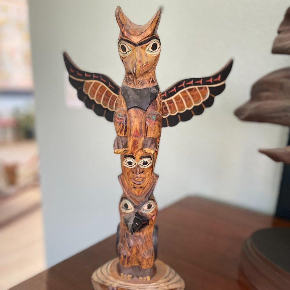 Totem pole-hand carved and hand painted